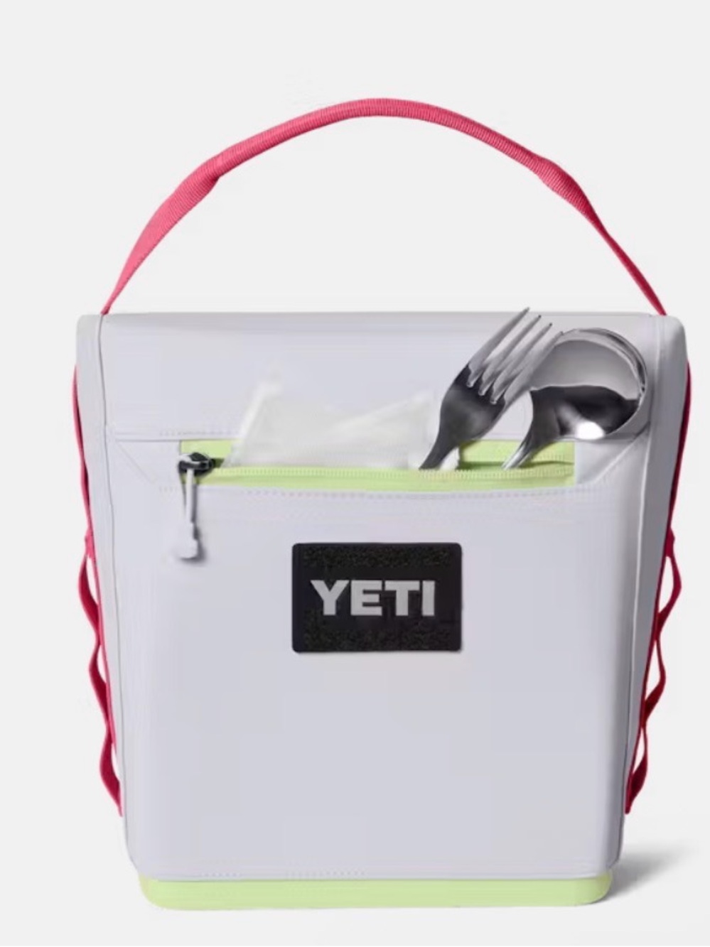 Yeti Soft Cooler Pack in Light Gray with Pink Strap and Neon Yellow Accents - Picture 4 of 4